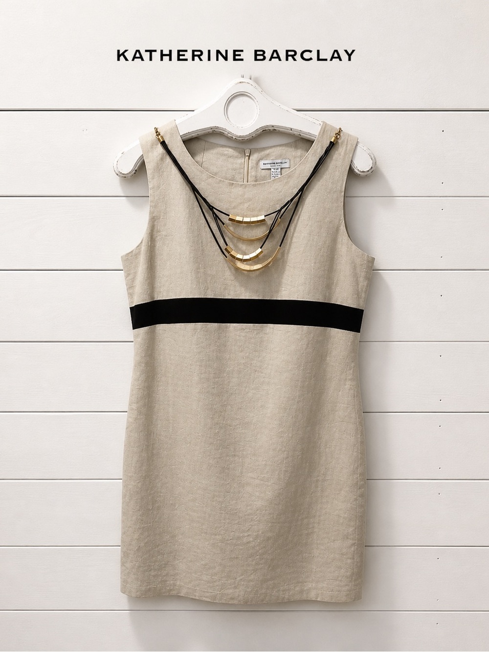 KATHERINE BARCLAY – SLEEVELESS LINEN BLEND DRESS  – SIZE M